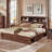 Etsuyo Farmhouse King Bed Frame with Headboard and Power Outlets,  Wood Platform Bed with Storage, 4 Drawers ,Led Light, No Box Spring Needed-1226847255