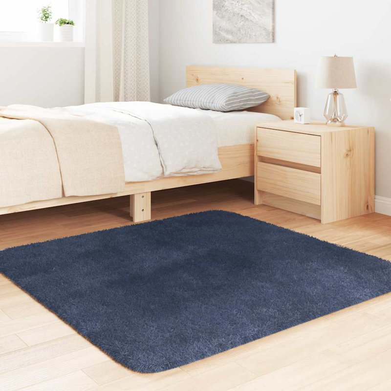 Shaggy Rug High Pile NAVARRA Navy Polyester, Square 120cm