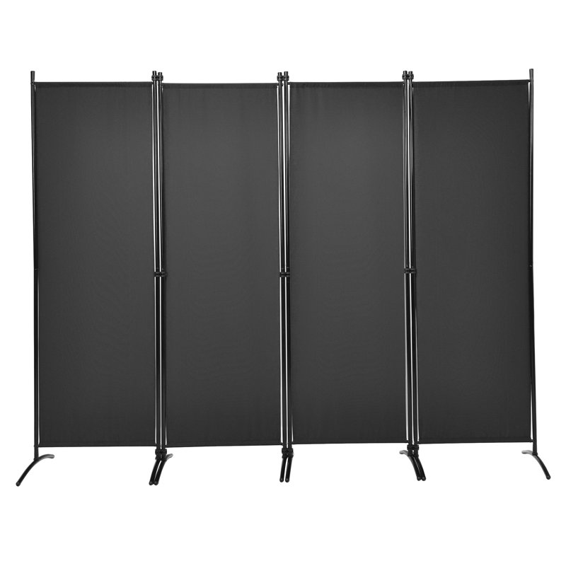 Nashe 220cm W x 173cm H 4 - Panel Folding Room Divider, Black