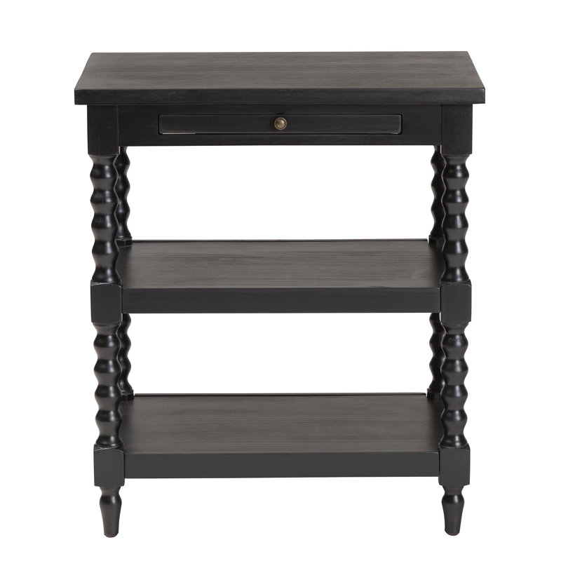 Imogene Black Wood End Table with Turned Legs