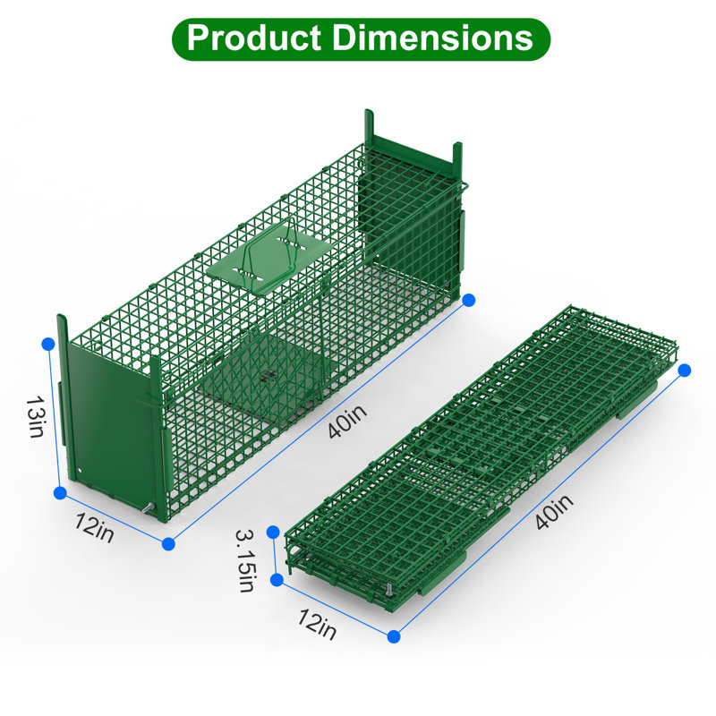 40x12x13in 2 Porte cage d'animaux, H 13 po x l 40 po x P 12 po, Vert