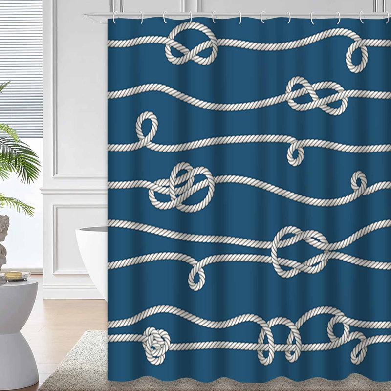 Rideau de douche à 12 crochets Marine, L 72 po x l 84 po