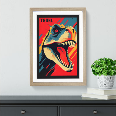 XYZ-FRM-V1223-1659 Tyrannosaurus Rex Constructivism - Single Picture Frame Print on Wood