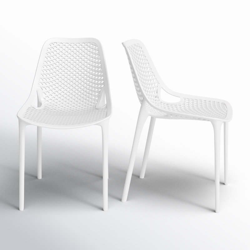Farrah Outdoor Stacking Dining Side Chair, White