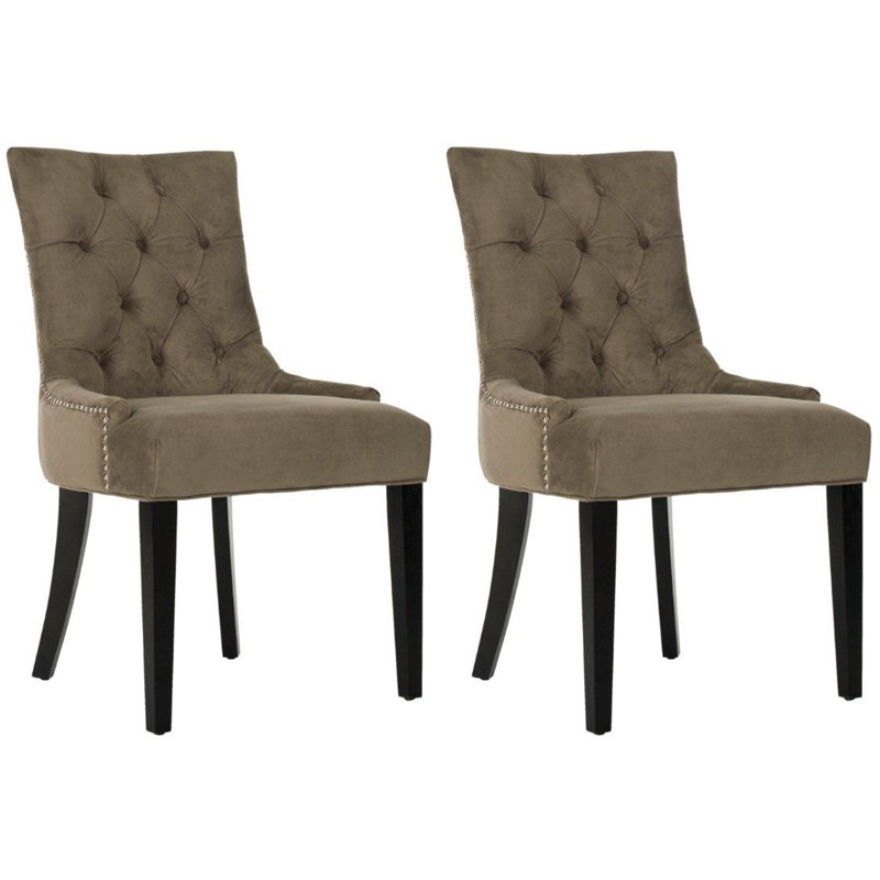 Chaise d'appoint capitonnée Abby, Chêne rustique, Gris
