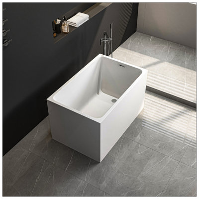 43"  Acrylic Freestanding Bathtub ,Spacious Rectangle Shape, Gloss White Finish, Chrome Overflow & Pop-Up Drain CUPC Certificate
