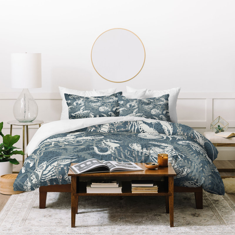 Ensemble de housse de couette DESIGN dannick Lobster and Friends, Housse de couette lit simple TG + 1 taie décorati