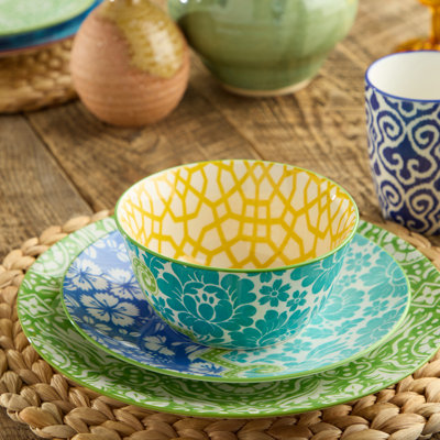 Ensemble de 6 bols en porcelaine Pavillion de 6,25 pouces aux motifs éclatants assortis, idéaux pour les salades, les nouilles, les collations, les accompagnements, les céréales et plus encore