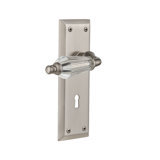 Crystal Parlor Interior Mortise Door Lever with New York Long Plate