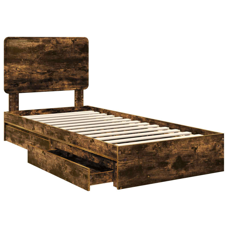 Bed, Smoked Oak, European Single (90 x 200 cm)