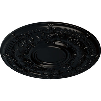 Médaillon de plafond Endurathane Dauphine, DO 33 7/8 po x P 1 3/8 po (convient aux auvents jusqu'à 13 1/4 po), pot peint à la main de finition crème