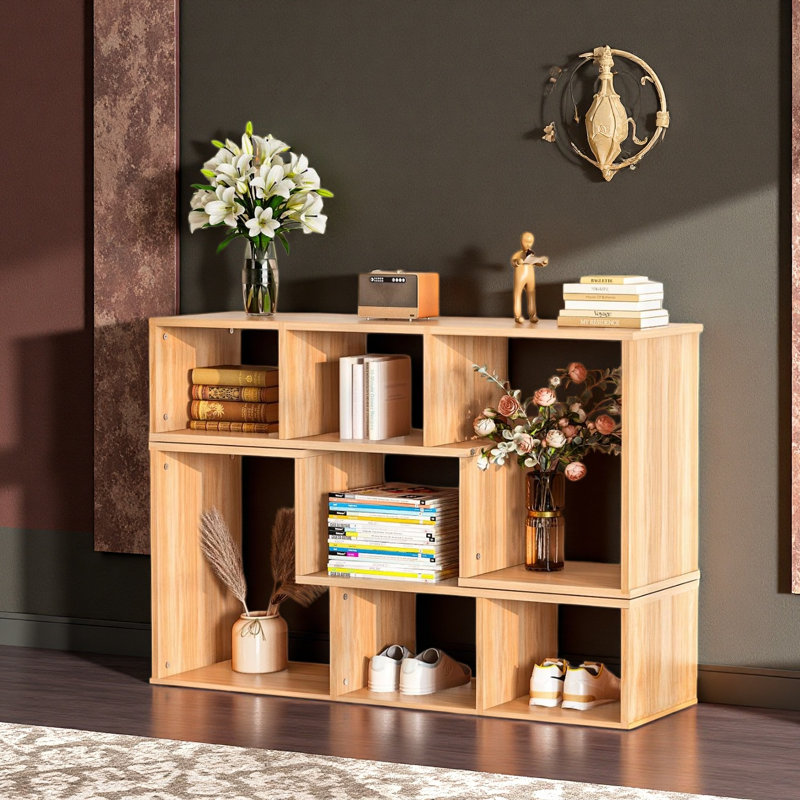 Étagère de rangement modulaire rustique - Bibliothèque ouverte et meuble télé empilable, organisateur de présentation autoportant pour salon, chambre à coucher, vestibule