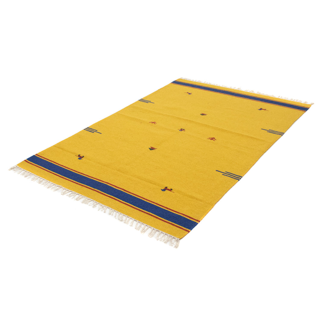 Handmade Kilim Wool Yellow Indoor/Outdoor Rug