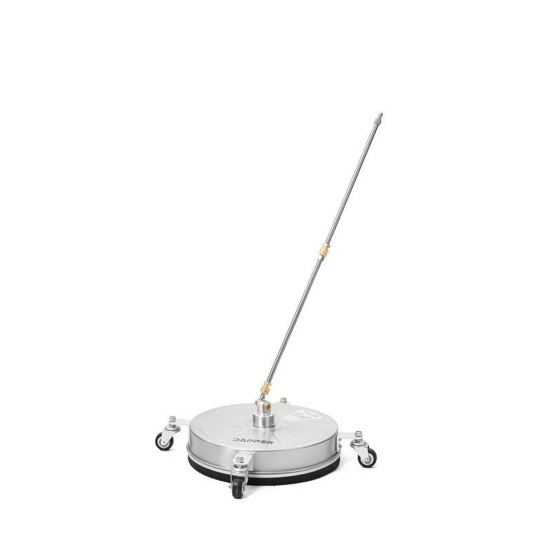 Dapper Supply 15 in. Pressure Washer Surface Cleaner in Stainless Steel w/ Wheels, 4000 Max PSI, 3/8" Connector & 2 Extension Wands. Ideal for Driveways, Sidewalks, Patios, Decks