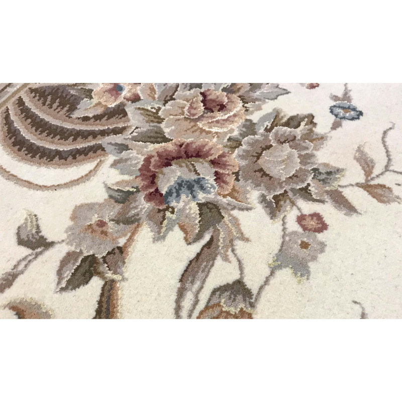 Hand-Knotted High-Quality Ivory Area Rug