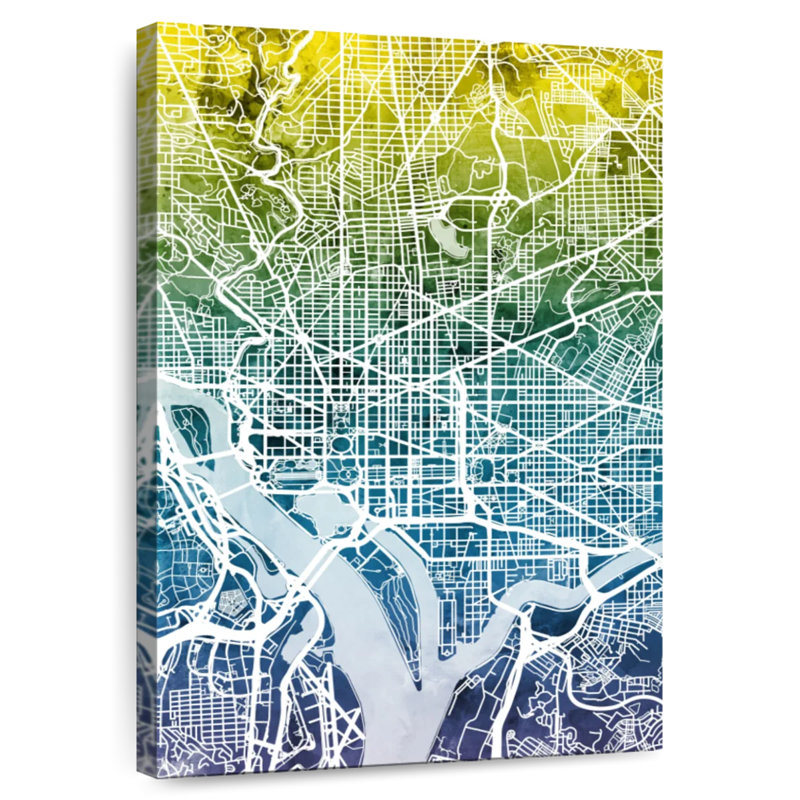 Aliaz, Washington DC - carte de rue IV, H 51 po x l 34 po