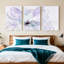 Abstrait fleur de lavande avec décorations argentées, ensemble de 3 toiles-1910238010