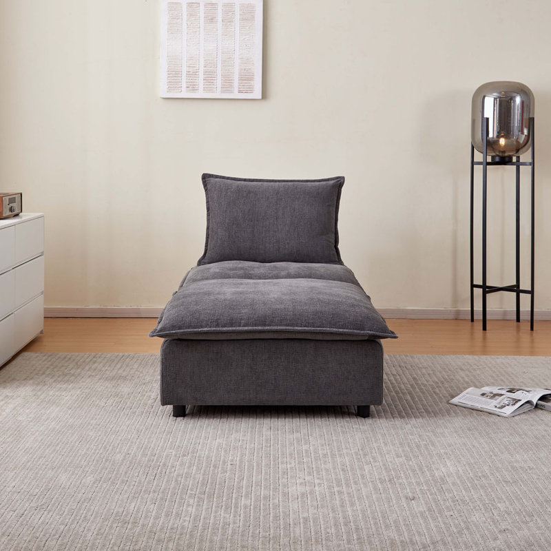 Fauteuil d'appoint sans accoudoirs avec repose-pieds, Gris chenille