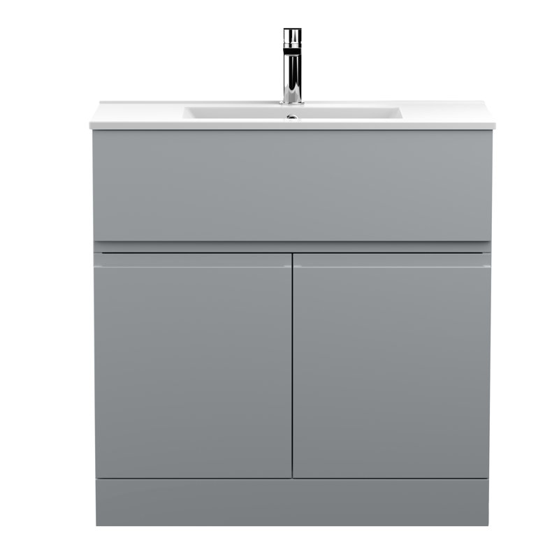Urban 810mm Single Bathroom Vanity with Integrated Ceramic Basin, Satin Grey
