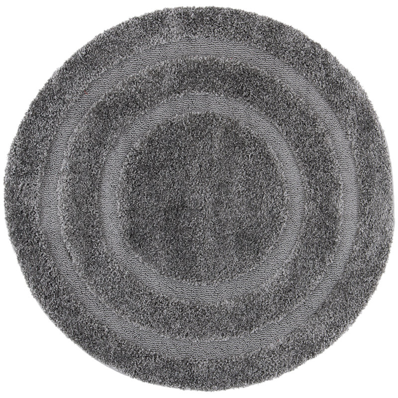 Assar Geometric Gray Area Rug, Round 4'