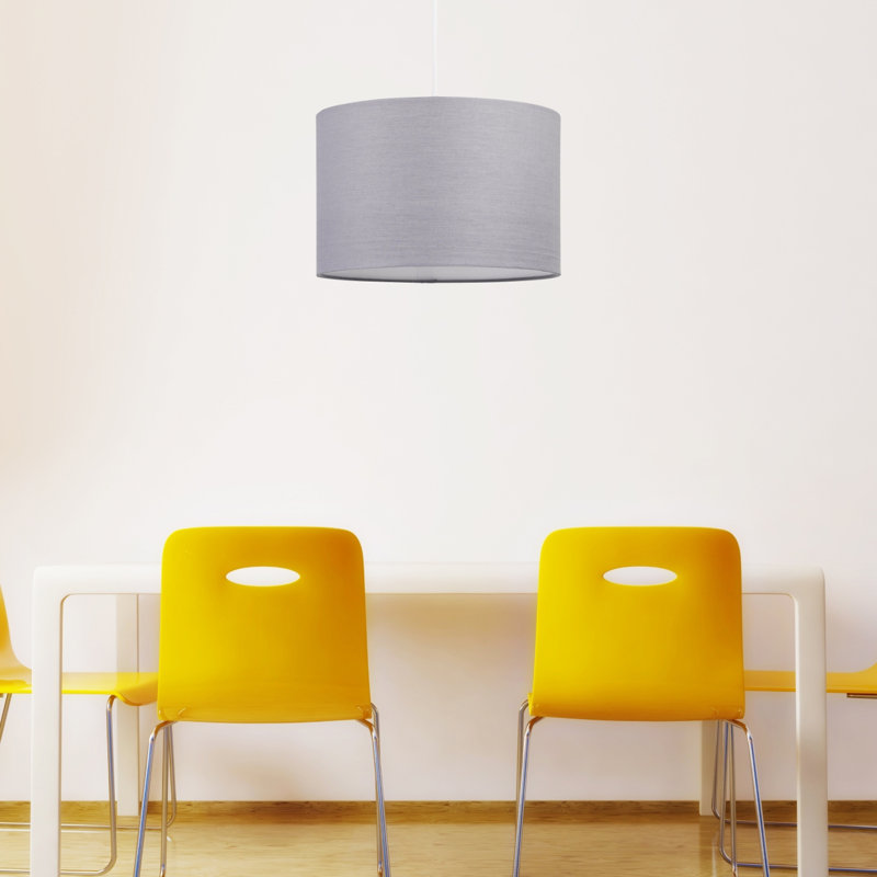 16cm H Cotton Drum Pendant Shade ( Uno ), Dark Grey