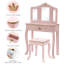 Ensemble de coiffeuse pour enfants avec miroir, rose