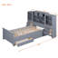 Twin Size Wood Platformbed With Vertical All-In-One Cabinet And 4 Drawers On Each Side, Grey