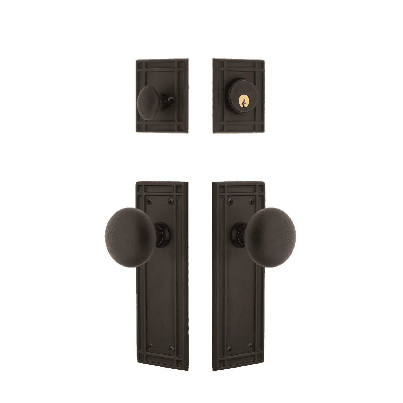 Nostalgic Warehouse Mission Entry Set with New York Knob, Oil-Rubbed Bronze, 2.375