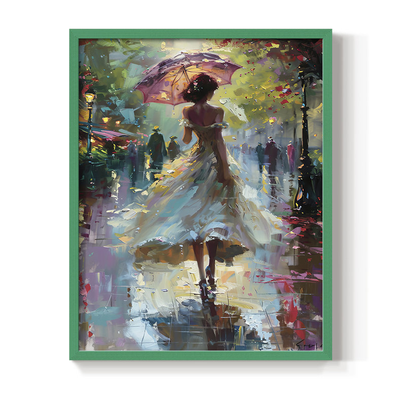 Series CMXII Framed Print - Solid Wood, Green, 15" H x 12" W