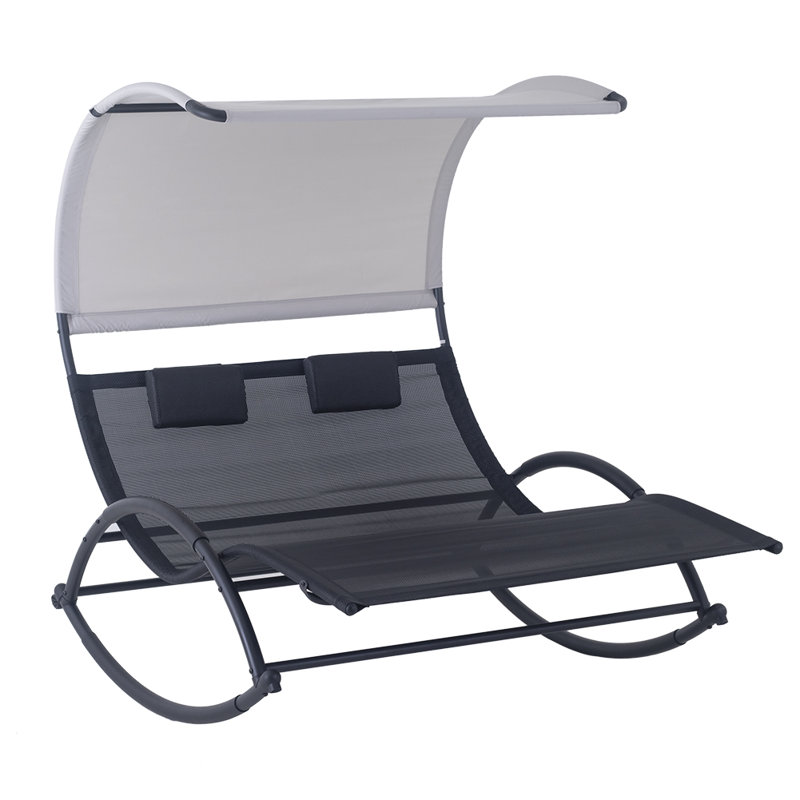 Goodfellow Double Chaise Lounge with Canopy, Black