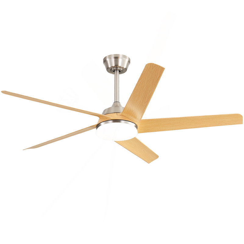 Ventilateur de plafond moderne de 52 pouces avec lumière DEL à intensité variable et télécommande 5 pales en ABS 3 couleurs