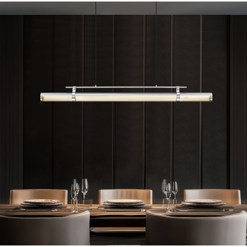 Lustre linéaire en nickel brossé 1 lumière Farid, Nickel brossé