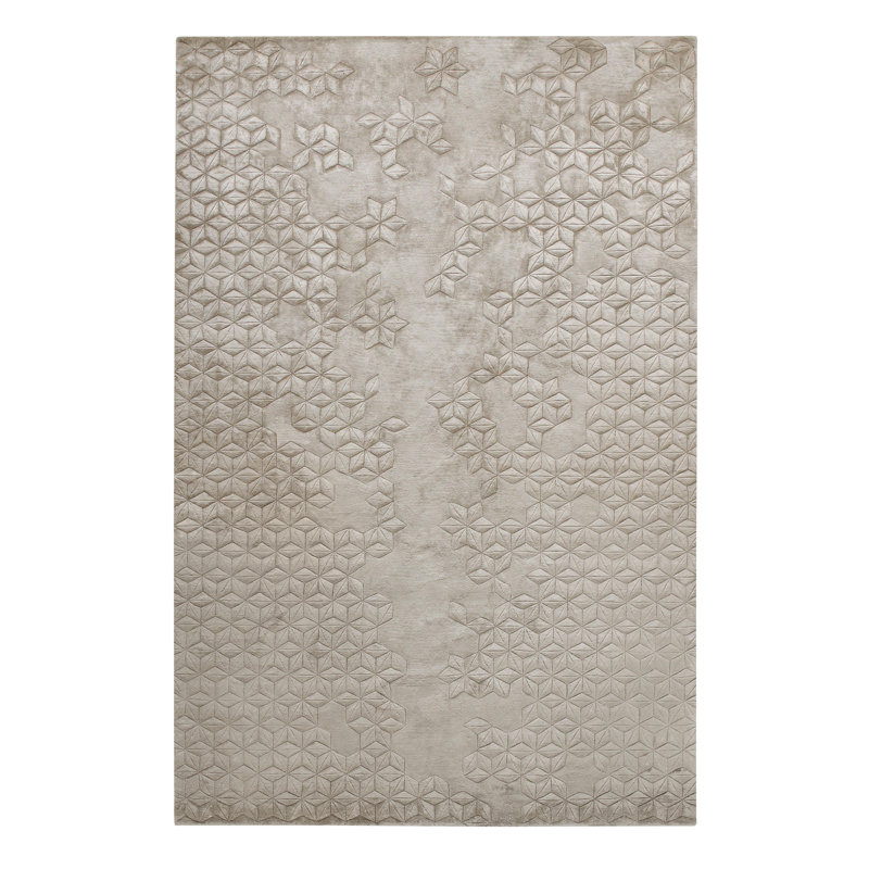 Helen Amy Murray Star Silk Oyster Area Rug, Rectangle 10' x 14'