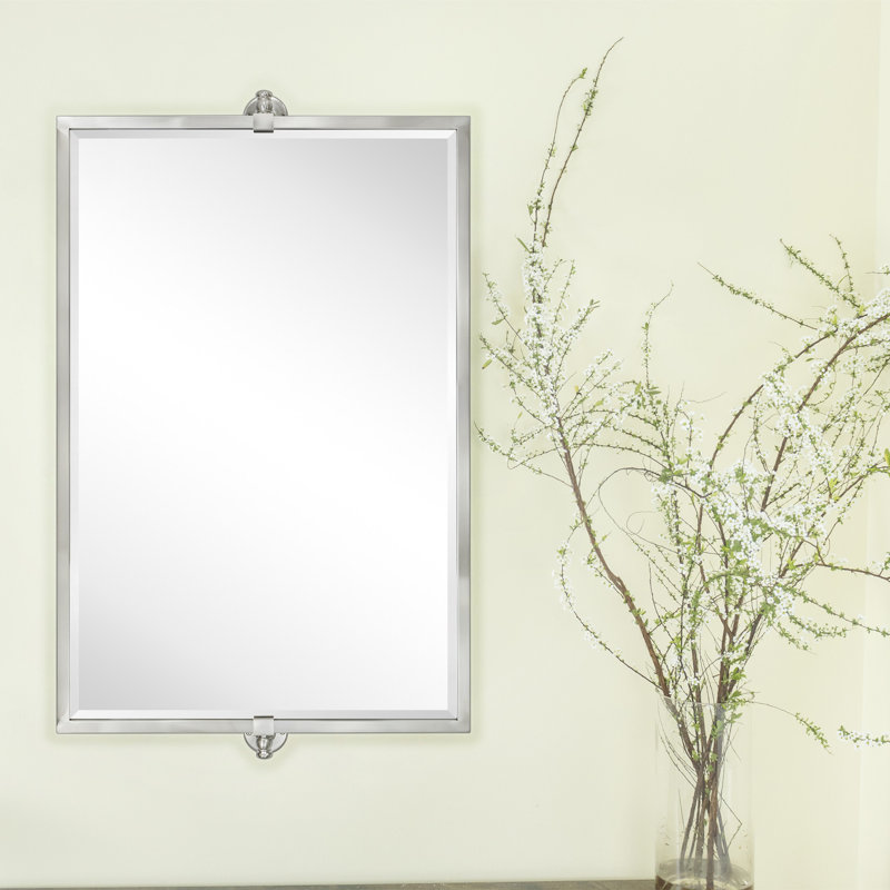Metal Rectangle Mirror, Brushed Nickel, 24" x 35"