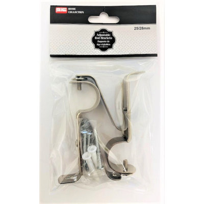 Supports de tringle réglables - Argent / 2 pièces (25 / 28mm)