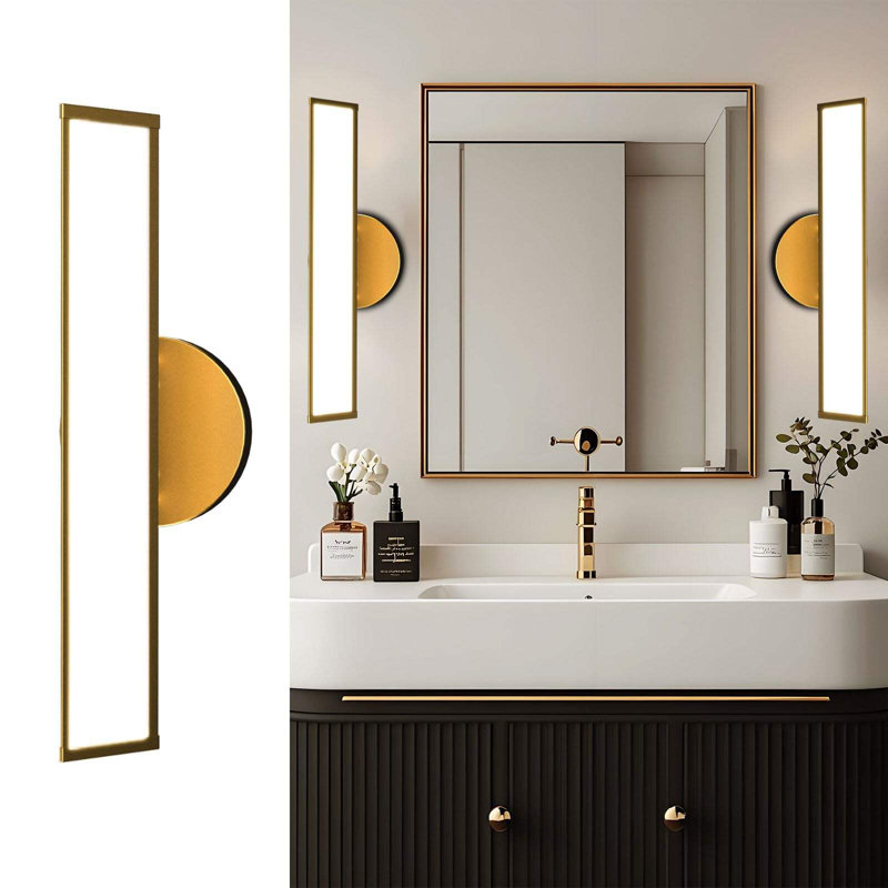  Luminaires de salle de bain rotatifs à 180 °, luminaire de meuble-lavabo 17,7 pouces avec panneau réglable, appliques murales modernes 3000K, luminaire de salle de bain sur miroir pour coiffeuse de douche