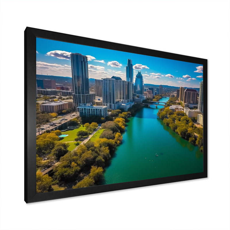 Austin Dynamic Cityscape II, reproduction d'art sur toile, Cadre photo noir, H 12 po x l 20 po x P 1 po