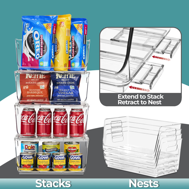 Sorbus 2 Pack Small Clear Open Front Stackable Kitchen and Fridge Storage Bins