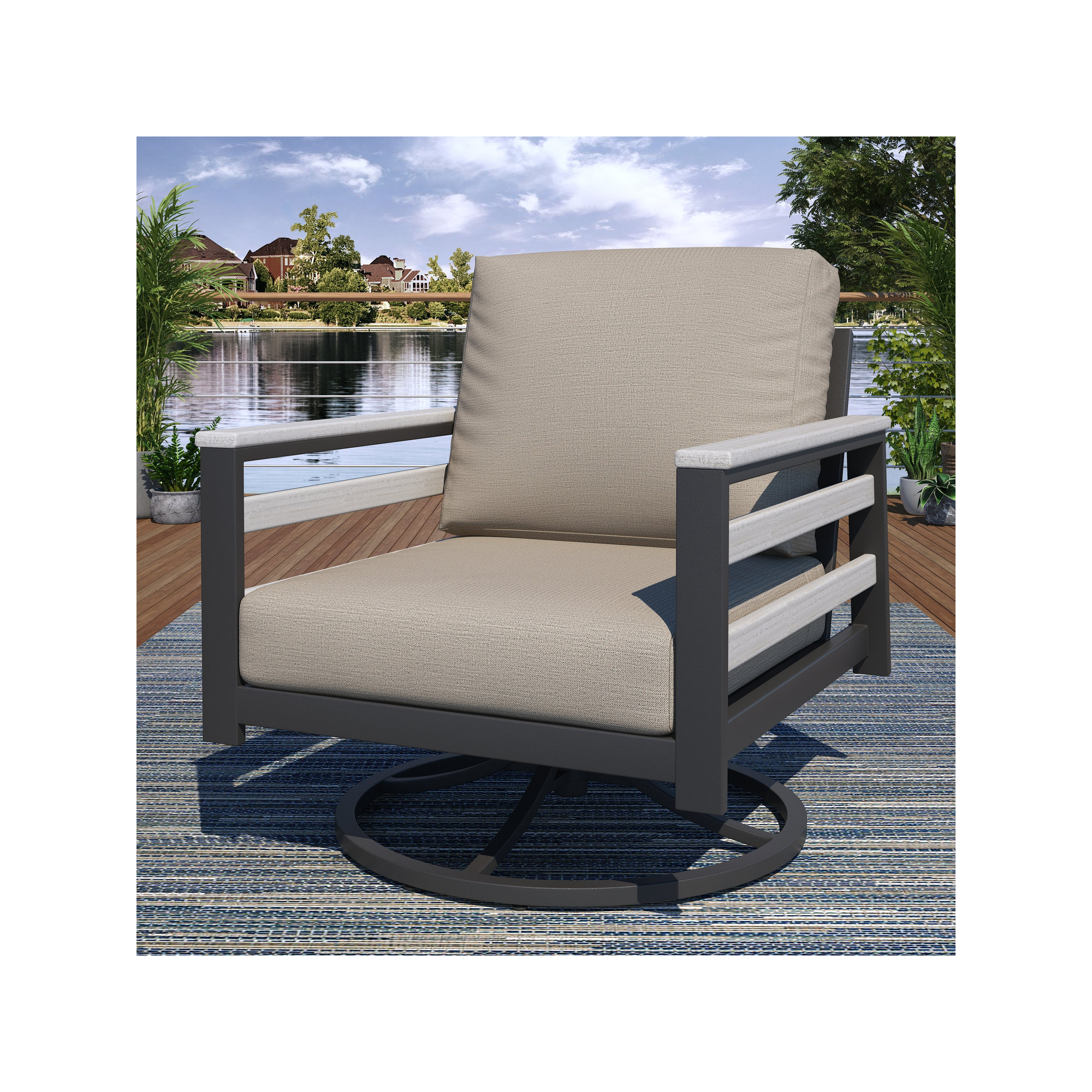 Townsend 7 - Person Patio Conversation Set with Sunbrella® Cushions, Cast Silver Sunbrella®