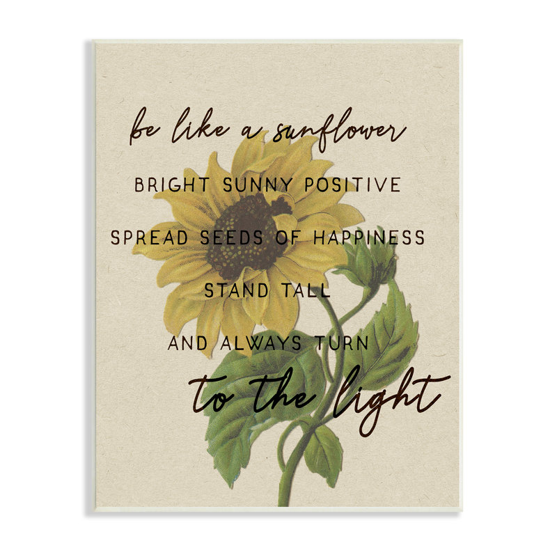 «Be Like A Sunflower», Daphné Polselli, Plaque de bois, H 19 po x l 13 po
