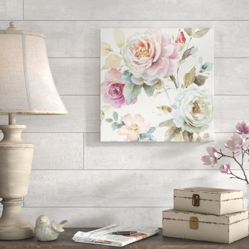 «Beautiful Romance V», reproduction de peinture à l'aquarelle, H 28 po x l 28 po x P 1,5 po, Toile tendue