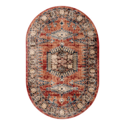 Tapis oriental en terre cuite Vern