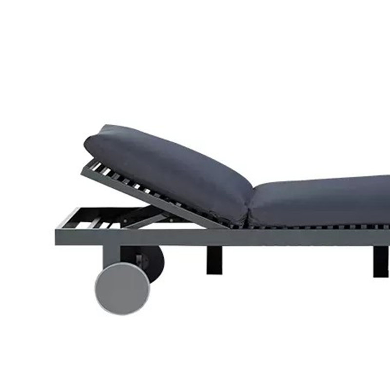Outdoor Aluminum Alloy Lounge Chair Outdoor Chaise Lounge Set , Cushion Included, Black, Black