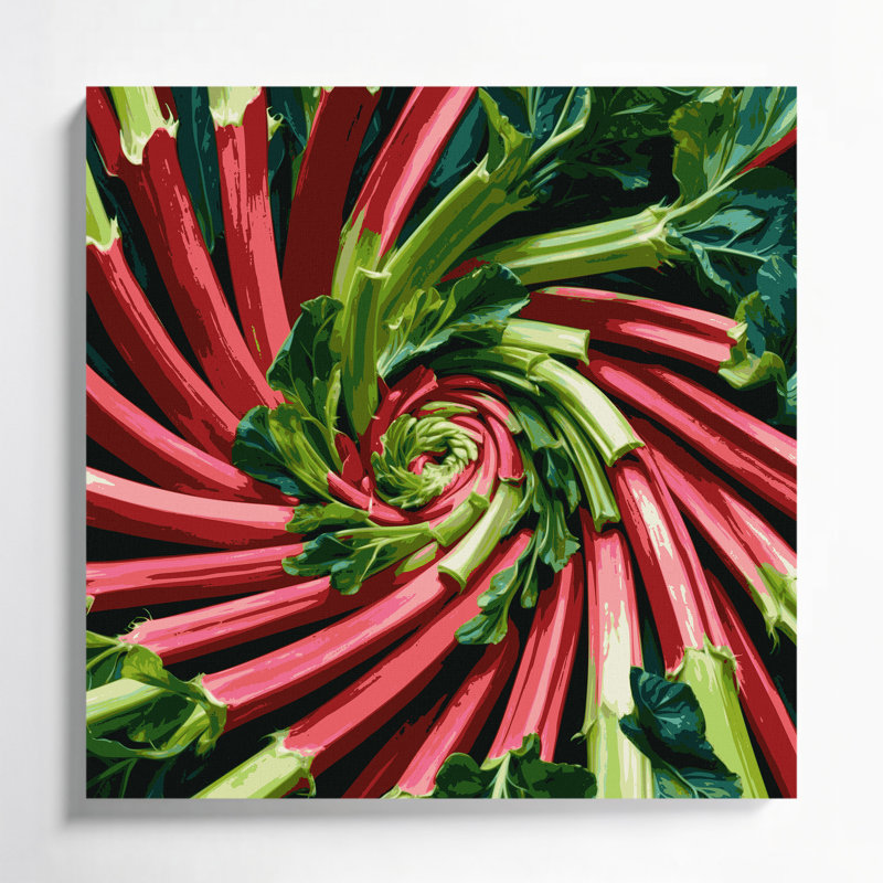 Légumes, art mural sur toile brun rhubarbe, H 16 po x l 16 po