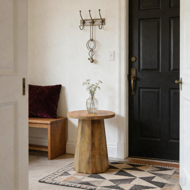 Table basse en bois, petite table de bout, table d'appoint, table de lecture ronde