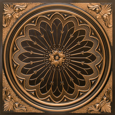 Rosace 2 pi X 2 pi Tuile de plafond à poser ou à coller en or antique