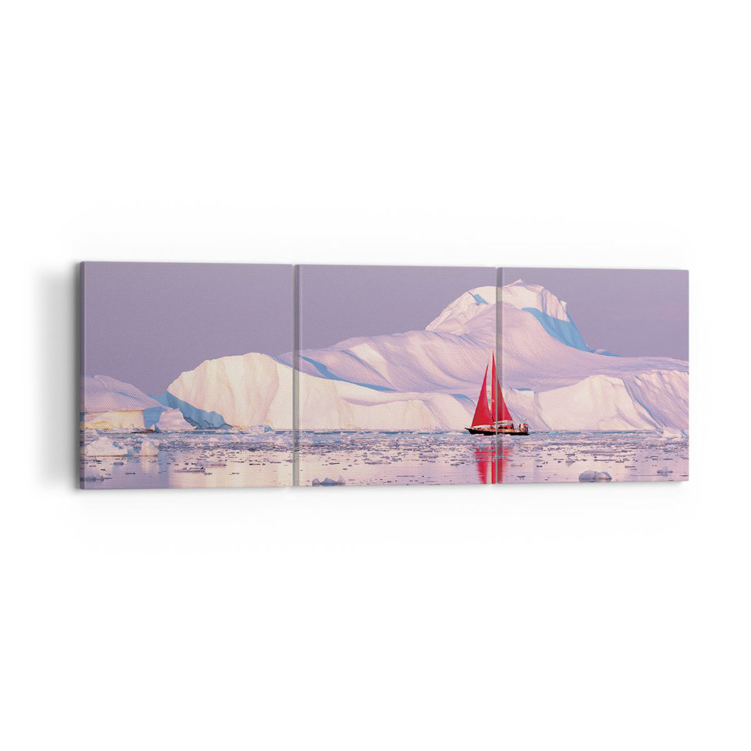 3-tlg. Leinwandbilder-Set Sailing Ship Moon Glacier