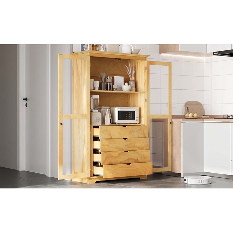 Armoire de rangement de cuisine autoportante, Naturel