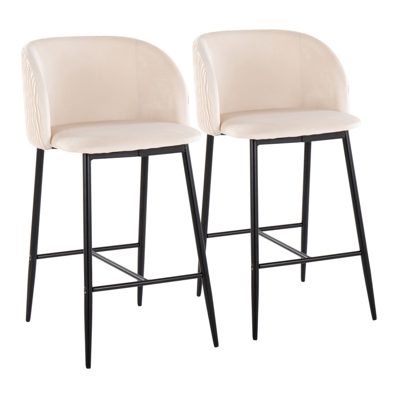 Trowbridge Upholstered Counter Stool with Metal Frame, Black, Silver
