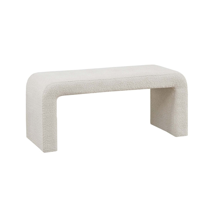 Boucle Waterfall Bench, 18" H x 42" W x 16" D, Cream